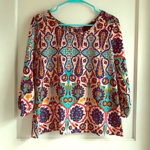 Blue Rain Tulip Back Patterned Blouse